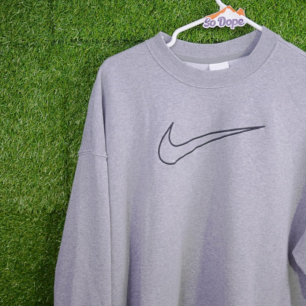 Nike Sweatshirt Grey Dri-FIT Embroidered Swoosh - Womens Size L